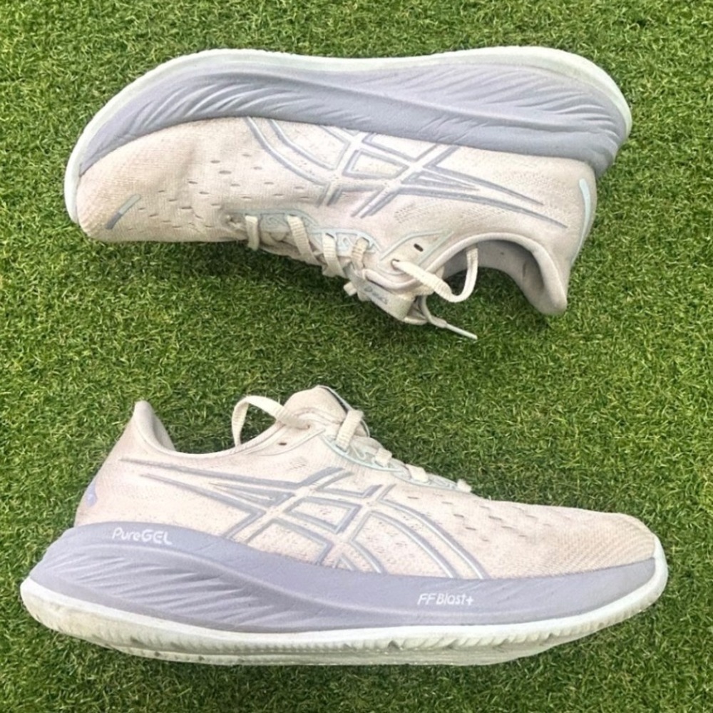 Asics Gel-Cumulus 25 Womens Running Shoes White Blue 1012B599 Size 9.5 FF Blast+